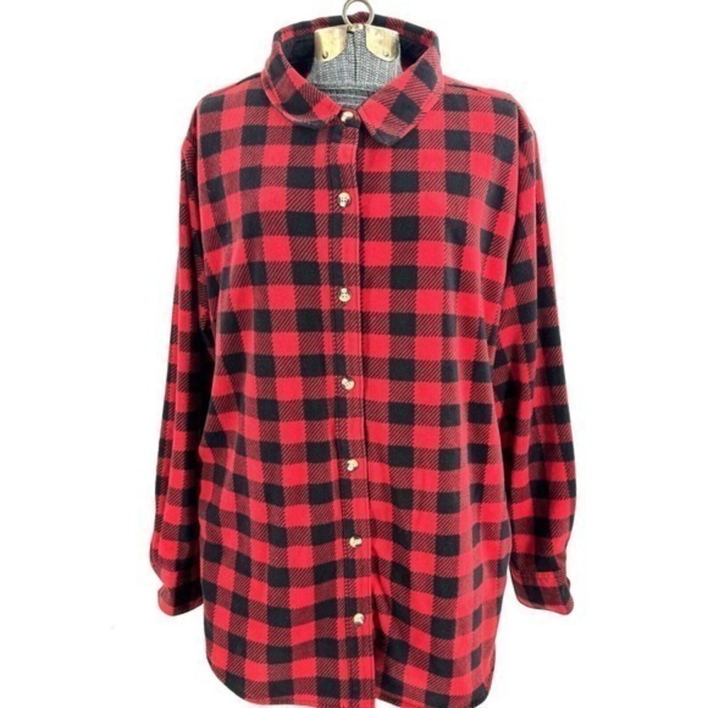 Lee Riders Womens Jacket/Shacket Fleece Pockets Soft Red / Black‎ Plaid Size XXL